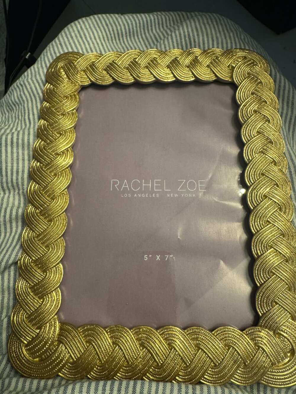 Gold braid picture frame for 5x7 photo, tabletop or wall, excellent condition